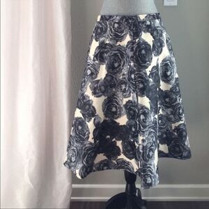424 Fifth Blue & Ivory Rose Print MIDI Skirt